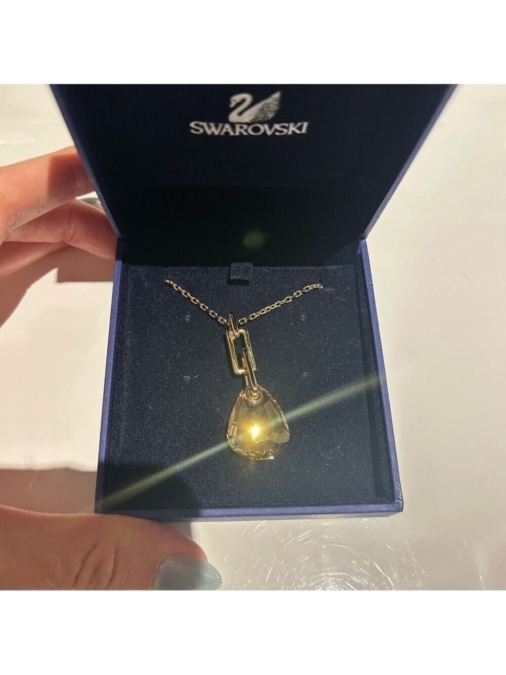 Swarovski Gold-Tone Teardrop Necklace - Picture 2 of 7